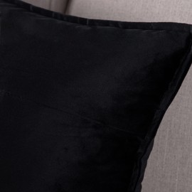 MADIZZ Set of 2 Super Soft Velvet Decorative Throw Pillow Covers 16x16 inch Black Square with Fringe Luxury Style Cushion Case Pillow Shell for Sofa Bedroom