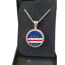 PJ4U Cape Verde Silver Colour Necklace With Diamante Pendant And Gift Box