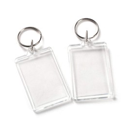 10PCS Clear Acrylic Blank Photo Picture Frame Keychain Keyring Rectangle Photo Snap-In Keychain for Office School or Home to Use (Transparent)