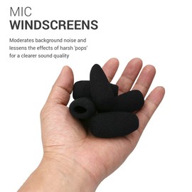 kwmobile Microphone Foam Covers (Set of 5) - 1.8x0.9x0.5 inches (4.8x2.4x1.2 cm) Windscreen Protective Pop Filter Pack for Microphones - Black