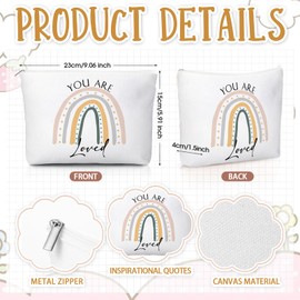 Vercraft 20 Pcs Employee Appreciation Gifts 10 Inspirational Canvas Makeup Bags 10 Compact Mirrors Bulk Cosmetic Bags Round Portable Pocket Mirror Thank You Gifts for Women (Rainbow)