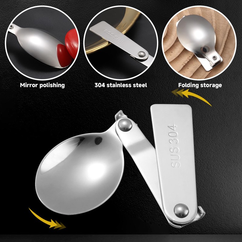 4 Pieces of Foldable Tableware, Stainless Steel Foldable Tableware, Multi-Functional
