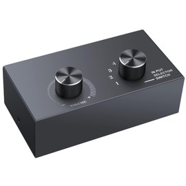 PROZOR PROZOR RCA Switch 6 x 1/1 x 6 Bi-Directional Audio Switch with Volume Control RCA Stereo Analogue Audio Adapter Plug & Play for Switching Multiple Stereo Systems / Audio Sources