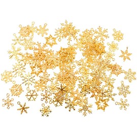 Kinteshun Assorted Christmas Snowflake Charms Xmas Pendant for Holiday DIY Jewelry Making Findings(100 grams,About 90pcs,Gold Tone)