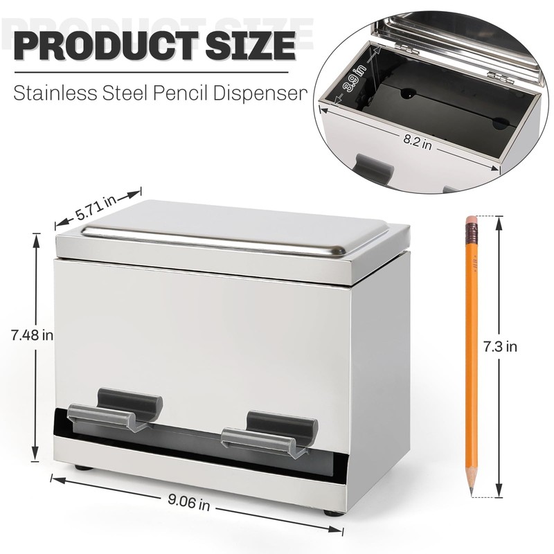 Creproly Stainless Steel Pencil Dispenser/Pen Holder for Classroom Home Restaurant