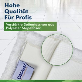 Okaei Pack of 2 Mop Cover (40 cm) – Premium Floor Mop Cover Made of 100% Microfibre – Mop Cover for Thorough Cleaning of Smooth and Slightly Uneven Floors – Microfibre Mop Cover, White