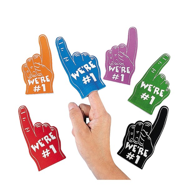 Mini Foam Fingers, We are 1 Hand - School Spirit and Pep Rally Team Supplies - Bulk Set of 12