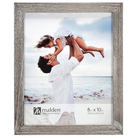 Malden International Designs 8x10 Gray Distressed Linear Picture Frame