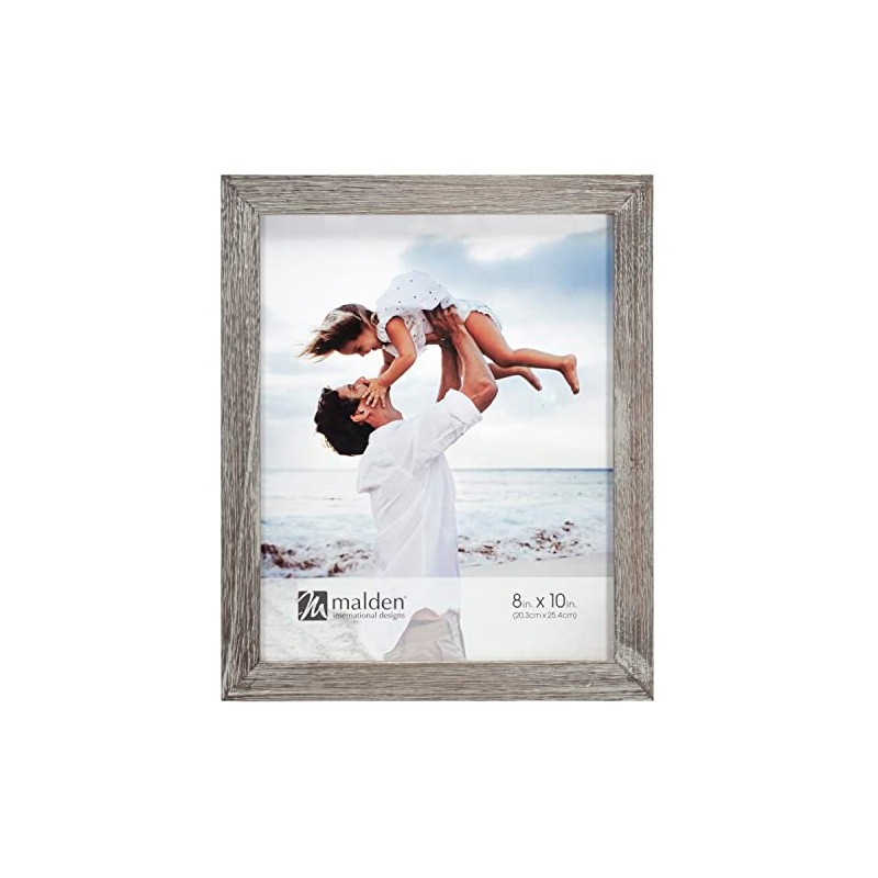 Malden International Designs 8x10 Gray Distressed Linear Picture Frame