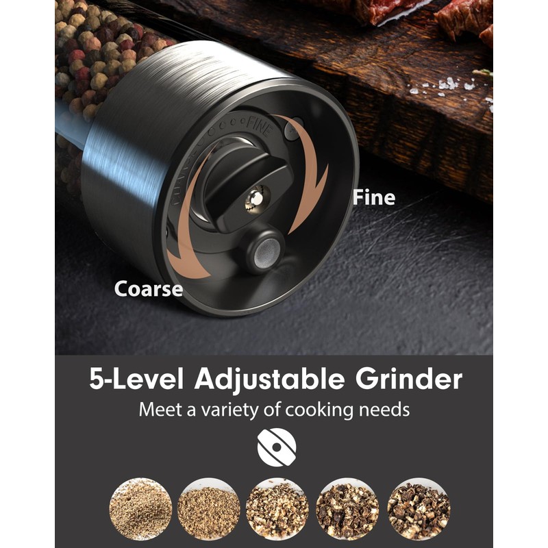 TOMEEM Upgraded Larger Capacity Electric Salt and Pepper Grinder Set