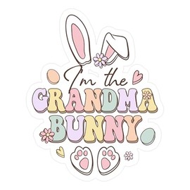 CafePress Happy Easter Grandma Bunny Small Die Cut Sticker, 3"x4" Glossy Finish