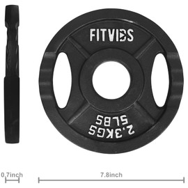 Signature Fitness Olympic 2-Inch Cast Iron Plate Weight Plate for Strength Training and Weightlifting, Style #2, 5LB Pair