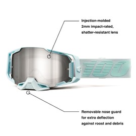 100% ARMEGA Goggles - Eyewear for Dirt Bikes, Motocross, Motorcycle, & Bike Sports - Durable Mountain Biking Goggles - Lightspeed, HiPER Mirror Silver Flash Lens