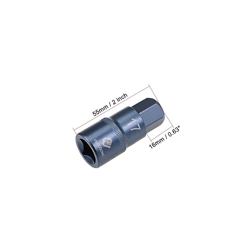 sourcing map 1/2" Drive x H17 (17mm) Hex Bit Socket,