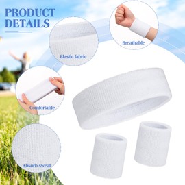 Yuxung 72 Pcs Neon Sweatbands Set 24 Pcs Athletic Headband 48 Pcs Tennis Gymnastics Wristbands International Countries Sports Games Competitions for Men Women Party Supplies(White)