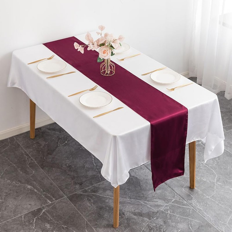 BEAMARKER 2 Pack Satin Table Runner 12 x 108 Inch