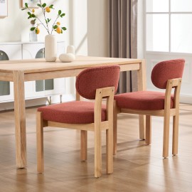 Stock Midcentury Modern Orange Chenile Fabric Dining Chairs Set 2 Solid Wood Frame Durable Ergonomic Back for Hotel Dining Roomscolor: Orange, size: W20.28''D21.06''H32.28''