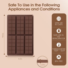 Chocolate Bar Mold Silicone Non-Stick Chocolate Molds Deep Chocolate Bar Mold for Dubai Chocolate, Chocolate Bar