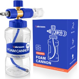 Yakrzonn Foam Cannon for Pressure Washer, Professional Car Cannon Lance, 1L Wide Mouth Bottle, 1/4 Inch Quick Connector, 4000 PSI, 360 Rotatable Nozzle, Adjustable Thick Snow Foam, 1.2mm Orifice