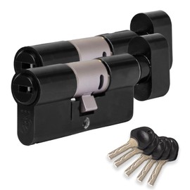 XFORT Colossus Matt Black 3 Star Kitemarked Keyed Alike Euro Cylinder Lock 50EX/50T (100mm), British Standard TS007 Anti-Snap Barrel Lock, Upvc Door Lock.