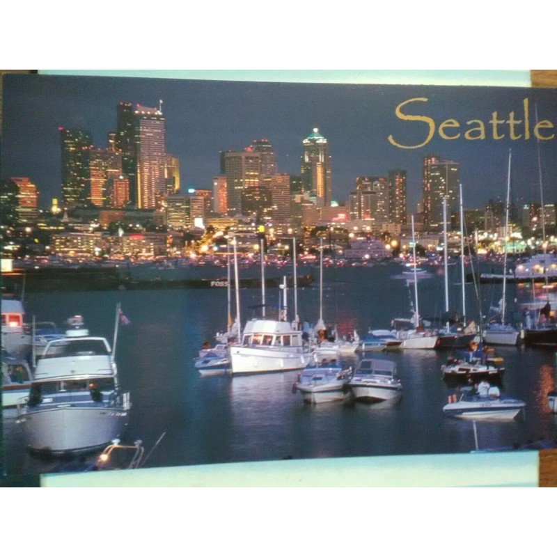 NEW PHOTO POST CARD SEATTLE @ DUSK BEAUTIFUL SEATTLE WASHINGTON