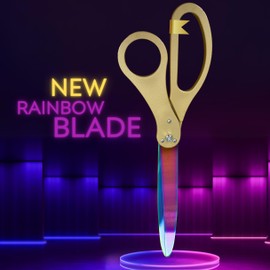 New Edition Grand Opening Scissors – 25'' Scissors Gold with Rainbow Blades for Ribbon Cutting Ceremony Heavy Duty Golden Scissors Ribbon Cutting Scissors for Inauguration Ceremonies & Special Events