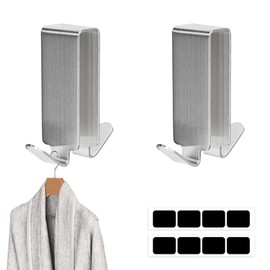 CHSEROK Double Hooks for Glass Shower Screen 2 Pieces Hooks Shower Screen Stainless Steel 304 Hanging Shower Hooks for Glass Bathroom Door Towel Holder