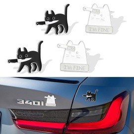 1797 Cat Funny Car Stickers Decals fit Bumper Laptop Suitcase Motorcycle Cute Metal Sticker Black White Cats Waterproof Pack of 4