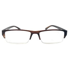 Incredible Bargains The Logan Half-Rim Readers, Stylish Rectangle Half Frame Reading Glasses + 3.00 Brown