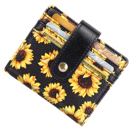 Simikol Small Wallets for Women Slim Minimalistfor Bifold Credit Card Holder for Pocket or Purse, Sunflower