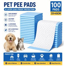 Puppy Pads 100 Count, 13" x 18" (33 x 45 cm) Dog Pee Pads for Small Dogs