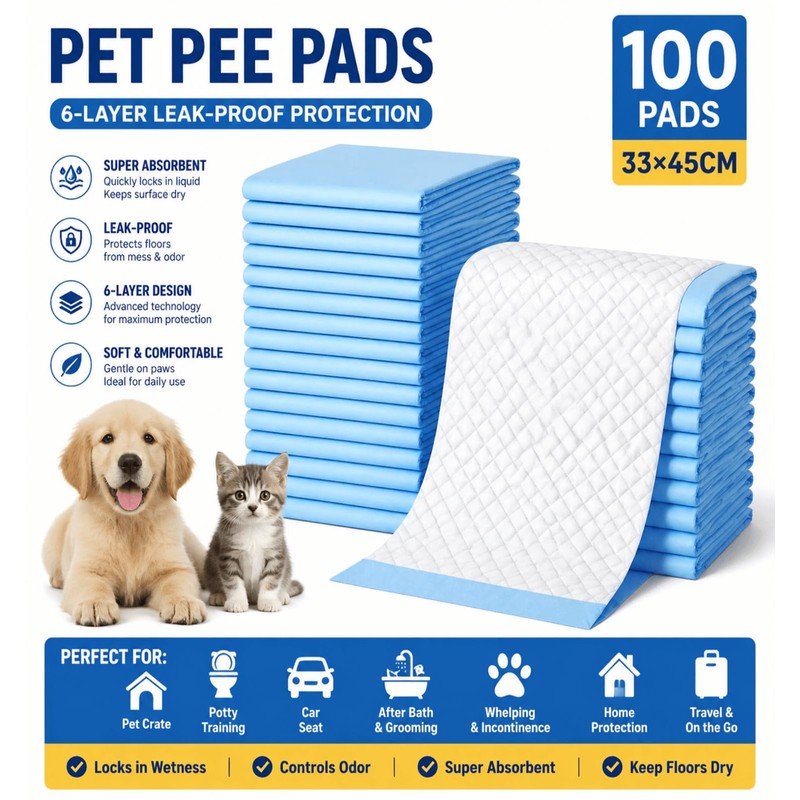 Puppy Pads 100 Count, 13" x 18" (33 x 45