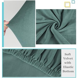 DUJUIKE Bed Slipcover, Stretch Cover, Dustproof Protector for Linen Fabric Tufted Upholstered Headboard (Cypress Green, King Headboard Length (79"-86"))