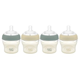 Vital Baby Nurture Breast-Like 0m+ Baby Feeding Bottles, 150ml 4pk, Self-Sterilising in 3 Mins, Triple Anti-Colic Valves, Slow Flow Teats, EarthSmart Biodegradable, BPA-Free