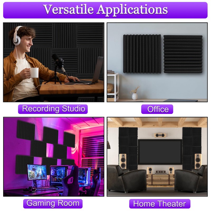TroyStudio Thick Acoustic Foam Panels, 12 X 12 X 3
