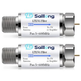 Saillong LTE Filter for TV Antenna, 4G 5G LTE Signal to Reduce Interference and Pixilation for Clear Digital TV Reception, Frequency Range 5-608 MHz, Indoor Outdoor Installation(2 Pack)