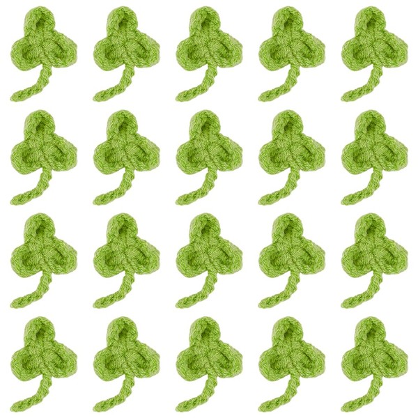 FINGERINSPIRE Pack of 20 Crochet Green Clover Sew-On Patches, 40