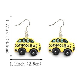 Unique creativity Lovely Bus Dangle Earrings Fashionable Chic Resin Cartoon Car Funny Earrings For Women Jewelry (Yellow Bus Dangle Earrings)