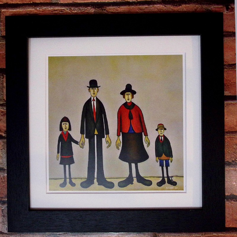 Greetingles Lowry-Style 12"/31cm Square Framed Print. Beautiful Black Ash Frame