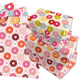 12 Sheets of Doughnut Wrapping Paper, Double-Sided Printed Wrapping Paper, Birthday, 4 Types of Wrapping Paper Sheets for Children, Holiday, Birthday Wrapping Paper, 50 x 68 cm