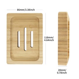Wironoat Soap Holder Body Soap Bar Holders Shower Bathroom Sink Bamboo Soap Dishes Self Drain Rust Resistant Rectangular 2 Pcs