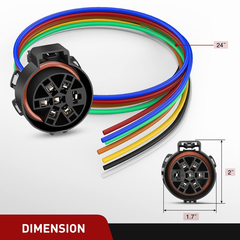 Nilight USCAR 7 Pin Trailer Wiring Harness Replacement Multi-Tow 7