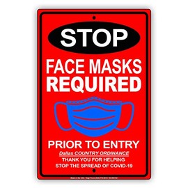 Afterprints Stop Masks Required Prior to Entry for Your Safety Protect Your Business, Home & ColleaguesAluminum Metal Sign 18"x24"