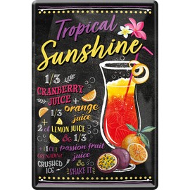 schilderkreis24 Tin Sign Cocktail Recipe "Tropical Sunshine" Decorative Bar Gift Idea Man Woman 20 x 30 cm