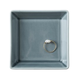 Mecaikru Ceramic Trinket Dish, Ring Tray, Decorative Jewelry Dish for Earrings Necklaces Watch Keys for Women (blue square)