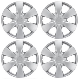 BDK KT-1008-15 Silver Hub Caps (Wheel Covers) for Toyota Yaris 15” – Four (4) Pieces Corrosion-Free & Sturdy – Full Heat & Impact Resistant Grade – OEM Replacement