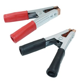 Bonsicoky 2 Pack 600A Insulated Alligator Clips - Heavy Duty Metal Spring Loaded Battery Clamps for Automotive and Electrical Applications - Black & Red