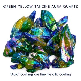 Crystals, Rocks, Jade, Crystals and Healing Stones, Witchcraft Supplies, Healing Crystals, Stones, Healing Stones, Rock Collection, Agate, Raw Stones (Green-Yellow-Tanzine Aura Quartz, 2 Pcs)