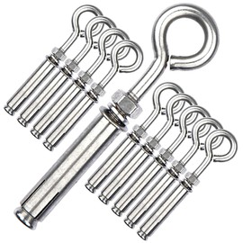 Shoulder Eye Bolts M6 Heavy Duty Shoulder Lag Eyebolts, Stainless Steel Expansion Screws Wall Concrete Anchors Fastener with Nut for Wall Ceiling Concrete Masonry, 10 Pieces