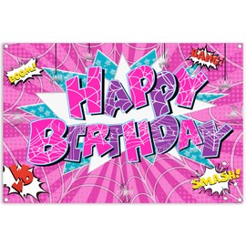 5x3ft Pink Spider Theme Backdrop Cartoon Photography Background Kids Boys Girls Birthday Party Decorations Photo Booth Banner Props